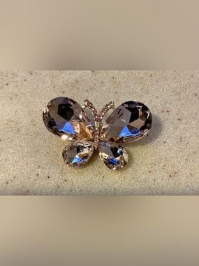 Crystal Butterfly Brooch in Light Pink